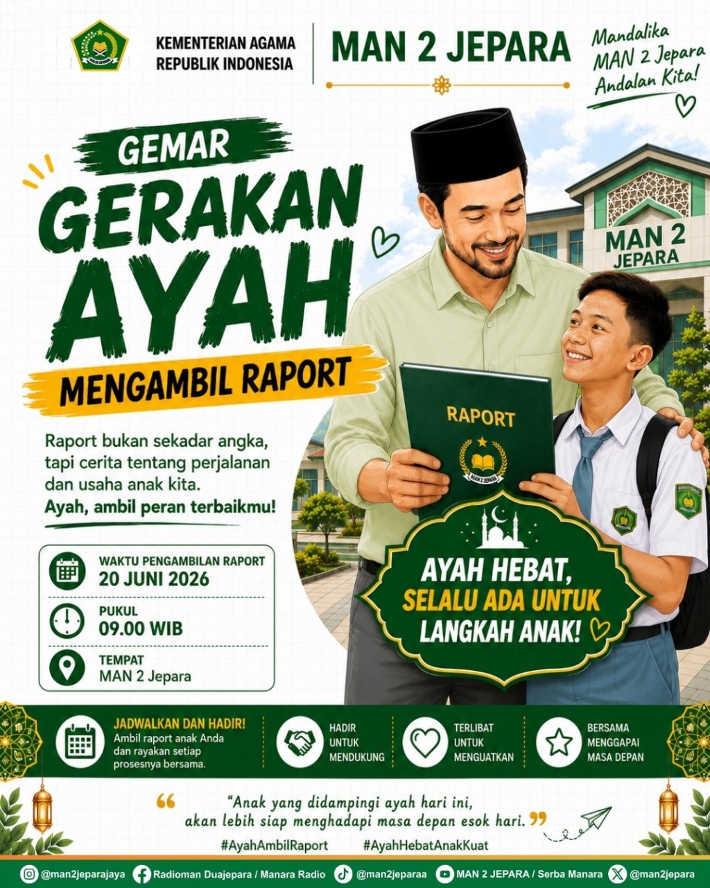 Dukung Psikologis Anak, MAN 2 Jepara Gelorakan "GEMAR": Gerakan Ayah Mengambil Raport